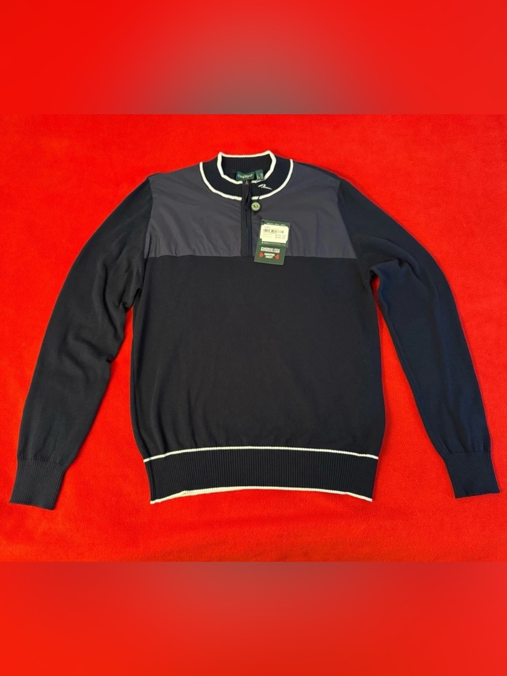 Chervo Tex Nata Women's Sweater Navy 1/4 Zip Lightweight Size M/L 10 $240 Retail